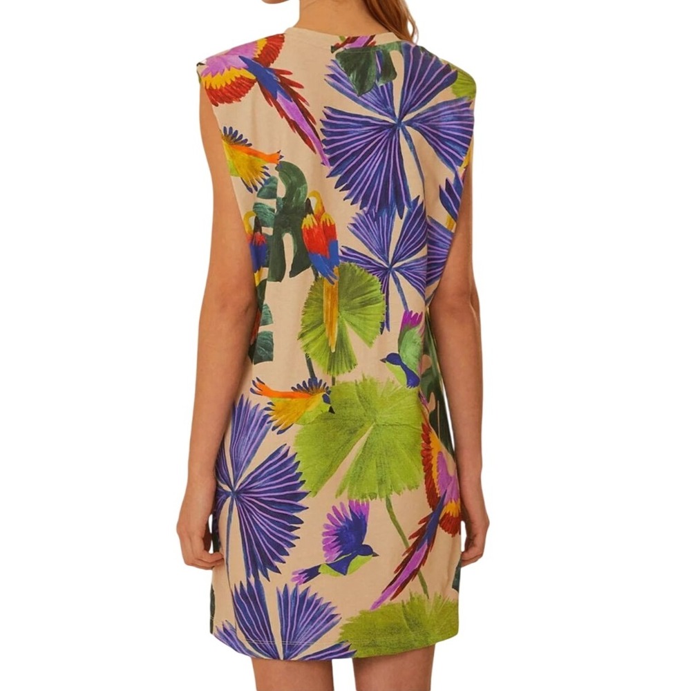 FARM RIO Sand Macaw Jungle Organic Cotton T Shirt Dress Sz M and L Tropical Boho - Picture 9 of 16
